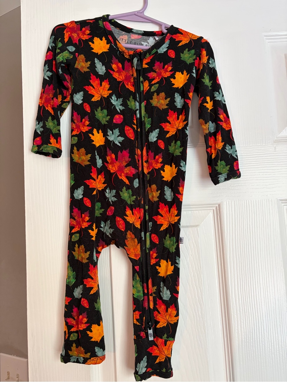 Little Bum Bums Black Fall Leaves Zipper One-Piece